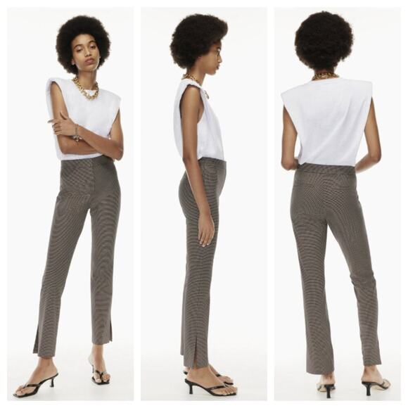 Babaton Numero Pant Small Houndstooth Brown Black Size 10 - Picture 1 of 10